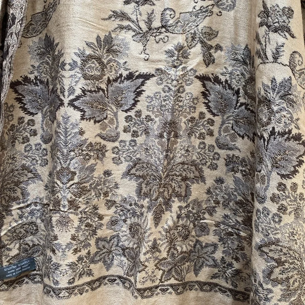 Vintage Floral Wrap/Scarf, Brown/Cream, Reversible